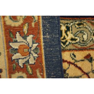 1940s Navy Blue Persian Tabriz Hunting Design Handknotted Wool Carpet Rug - detail view 18