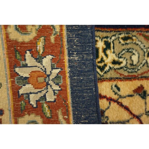 1940s navy blue persian tabriz hunting design handknotted wool carpet rug - detail view 18
