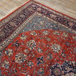 1940s Red Medallion Antique Persian Sarouk Rug 7'9"x 10'6" Handknotted Wool Carpet - detail view 5