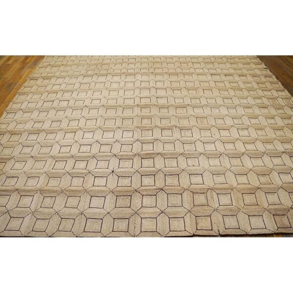 1950s beige cream vintage geometric reed american knotted mid century modern rug 2 1950s beige cream vintage geometric reed american knotted mid century modern rug - detail view 1