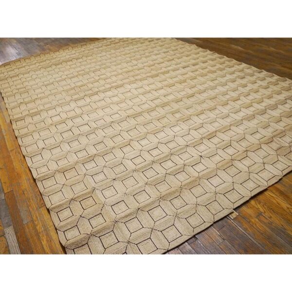 1950s beige cream vintage geometric reed american knotted mid century modern rug 3 1950s beige cream vintage geometric reed american knotted mid century modern rug - detail view 2