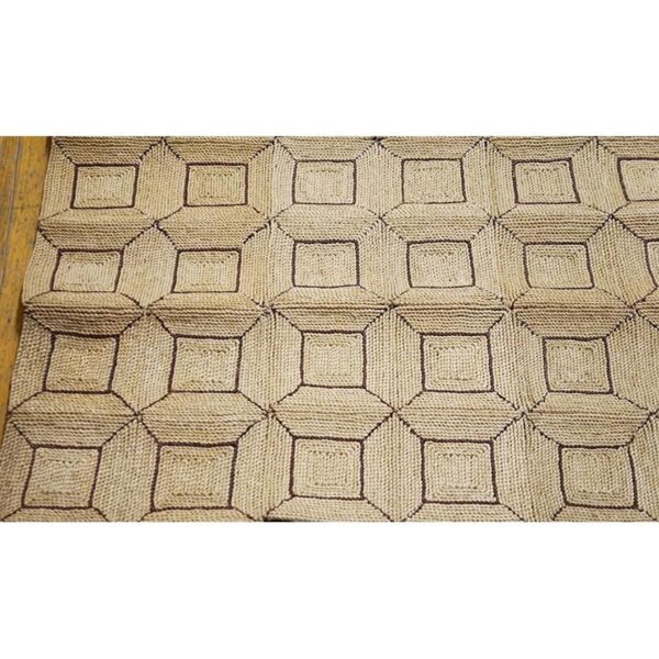 1950s beige cream vintage geometric reed american knotted mid century modern rug 4 1950s beige cream vintage geometric reed american knotted mid century modern rug - detail view 3