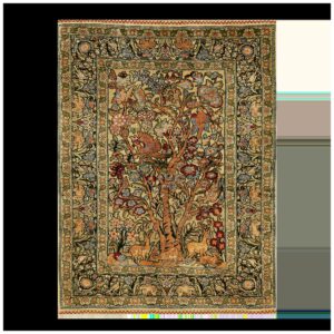 1950s Beige Floral Animal Vintage Silk Turkish Hereke Rug 2' X 3' Handknotted Wool Carpet