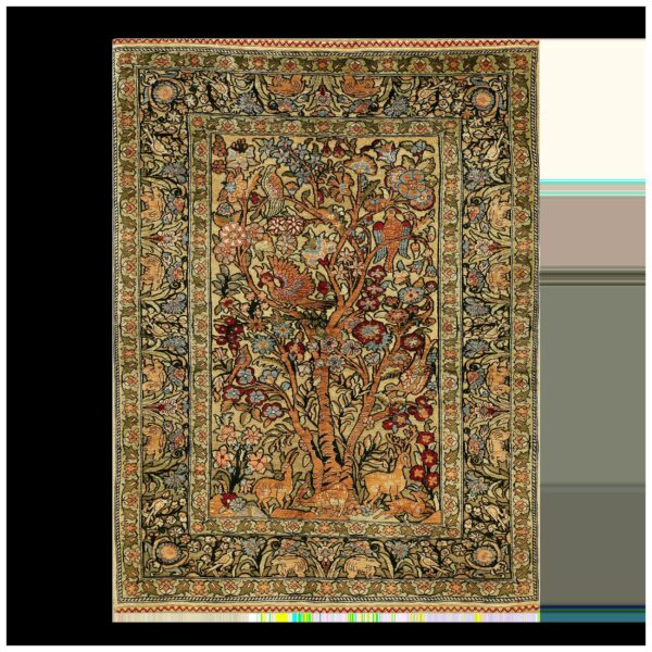1950s beige floral animal vintage silk turkish hereke rug 2' x 3' handknotted wool carpet 1 1950s beige floral animal vintage silk turkish hereke rug 2' x 3' handknotted wool carpet