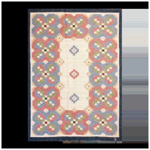 1960s Ivory Geometric Vintage Swedish Scandinavian Flat Weave Kilim Rug 5'9" X 8' by Judith Johansson Wool Carpet