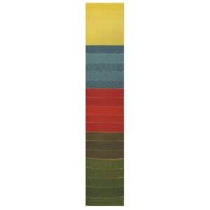 1960s Multicolor Vintage Kilim Runner Stripe Swedish Flatweave Wool Rug - detail view 7