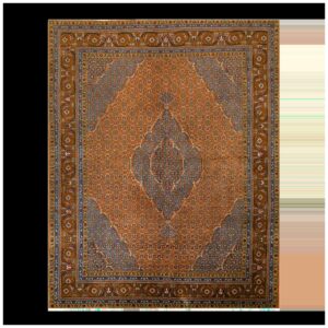 1960s Orange Salmon Medallion Vintage Persian Moud Rug 6' 9''x 8' Handknotted Wool Carpet