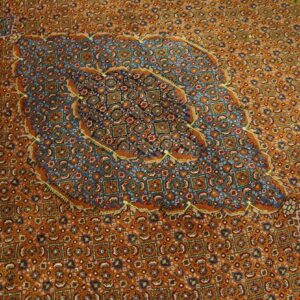 1960s Orange Salmon Medallion Vintage Persian Moud Rug 6' 9''x 8' Handknotted Wool Carpet - detail view 3