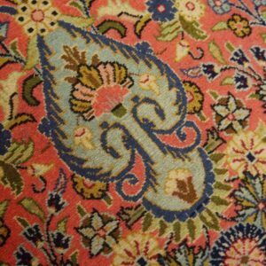 1960s Pink Medallion Vintage Persian Tabriz Rug 2' 10'' X 13' 3'' Handknotted Wool Carpet - detail view 2