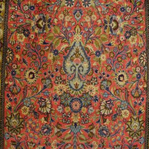 1960s Pink Medallion Vintage Persian Tabriz Rug 2' 10'' X 13' 3'' Handknotted Wool Carpet - detail view 3
