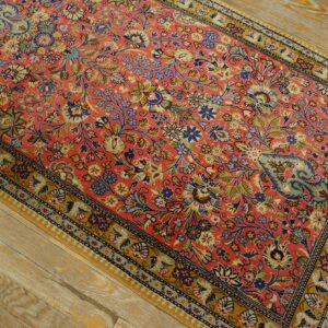 1960s Pink Medallion Vintage Persian Tabriz Rug 2' 10'' X 13' 3'' Handknotted Wool Carpet - detail view 4