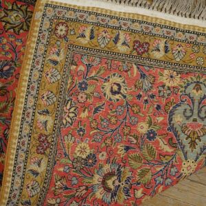 1960s Pink Medallion Vintage Persian Tabriz Rug 2' 10'' X 13' 3'' Handknotted Wool Carpet - detail view 5