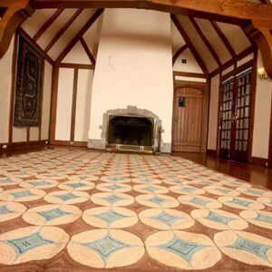 2000s Brown Geometric Modern Contemporary Hooked Rug 10' X 14' Handwoven Wool Carpet - detail view 1