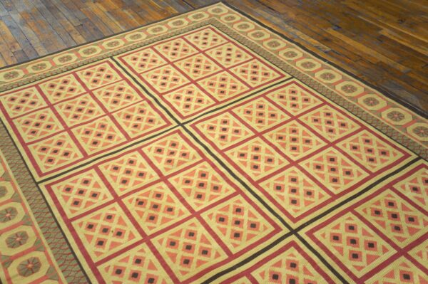 2020s multicolor geometric contemporary art deco needlepoint rug 6' x 9' flatweave wool carpet 3 2020s multicolor geometric contemporary art deco needlepoint rug 6' x 9' flatweave wool carpet - detail view 2