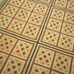 2020s Multicolor Geometric Contemporary Art Deco Needlepoint Rug 6' X 9' Flatweave Wool Carpet - detail view 5
