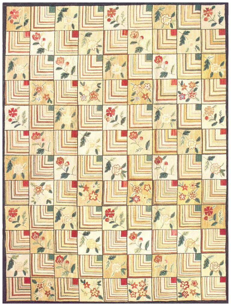 Antique & vintage rugs, new york — est. 1976 7 Multicolor floral folk art american hooked rug, handwoven wool, 8 by 10 feet