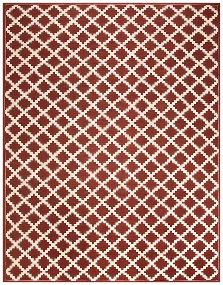 Antique & vintage rugs, new york — est. 1976 9 Warm reddish brown modern contemporary geometric trellis handwoven wool rug, 9 by 12 feet