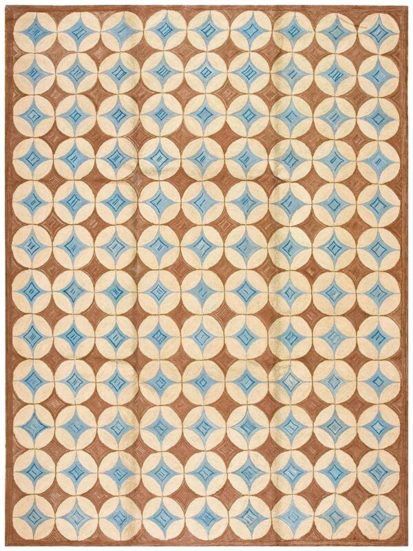 2000s brown geometric modern contemporary hooked rug 10' x 14' handwoven wool carpet 1 2000s brown geometric modern contemporary hooked rug 10' x 14' handwoven wool carpet