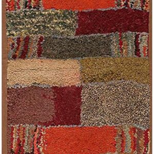 Excellent Multi Color Ground With Rectangular Details in a Geometric Design Vintage American Hooked Rug