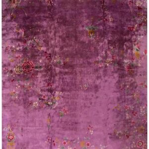Magnificent Purple Ground Color With Delicate Detail Floral Chinese Art Deco Rug