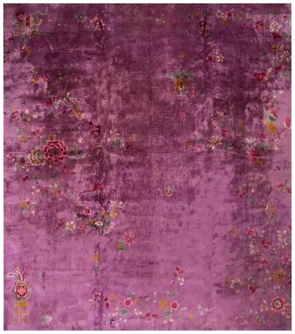 Magnificent purple ground color with delicate detail floral chinese art deco rug 1 Magnificent purple ground color with delicate detail floral chinese art deco rug