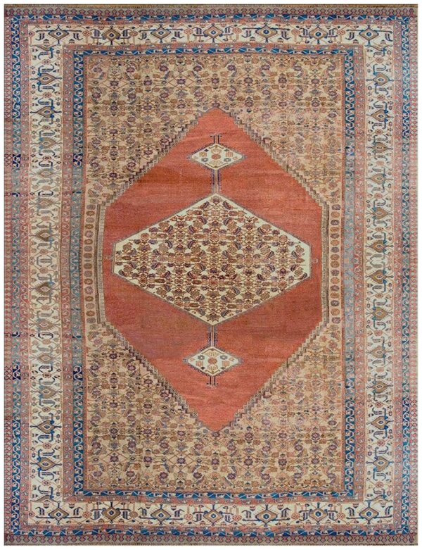 1880s ivory salmon diamond antique persian bakshaiesh rug 15' x 18' knotted pile wool carpet 1 1880s ivory salmon diamond antique persian bakshaiesh rug 15' x 18' knotted pile wool carpet