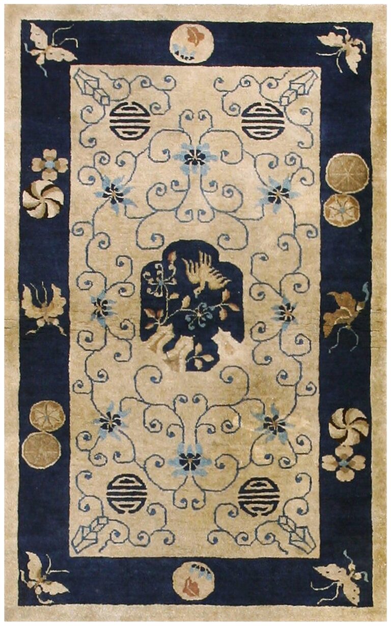Antique & vintage rugs, new york — est. 1976 6 1930s chinese peking scatter rug, beige floral shou