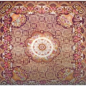 1830s Brown Medallion Antique French Charles X Period Aubusson Rug 14'8"x15' Flatweave Wool Carpet