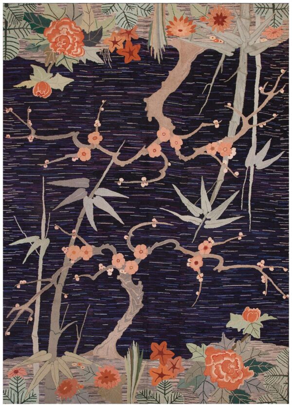 1930s american hooked rug in art deco style