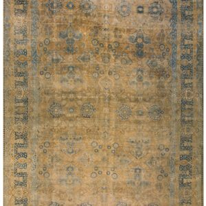 1920s Tan Camel Floral Antique Persian Kerman Rug 11' 8" X 21'8" Knotted Wool Carpet