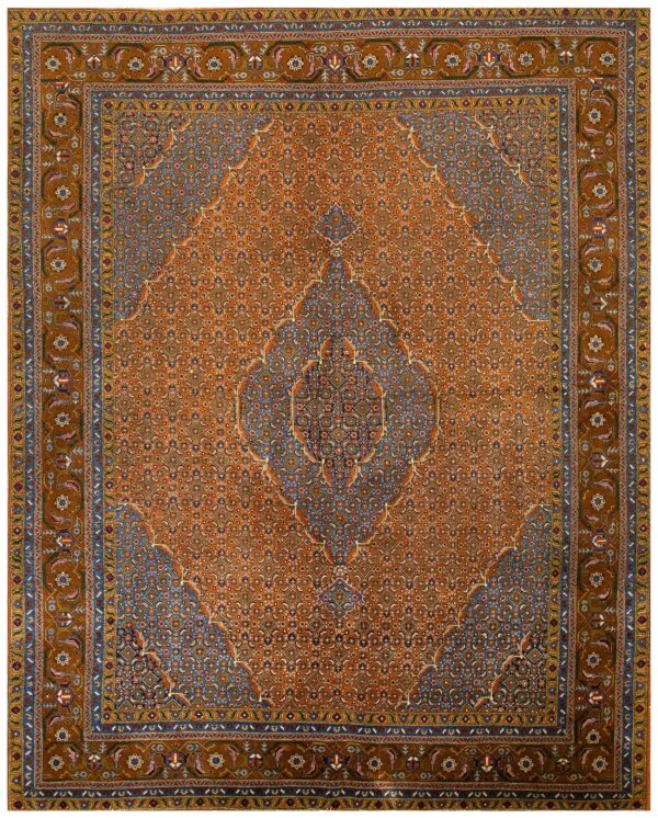 1960s orange salmon medallion vintage persian moud rug 6' 9''x 8' handknotted wool carpet 1 1960s orange salmon medallion vintage persian moud rug 6' 9''x 8' handknotted wool carpet