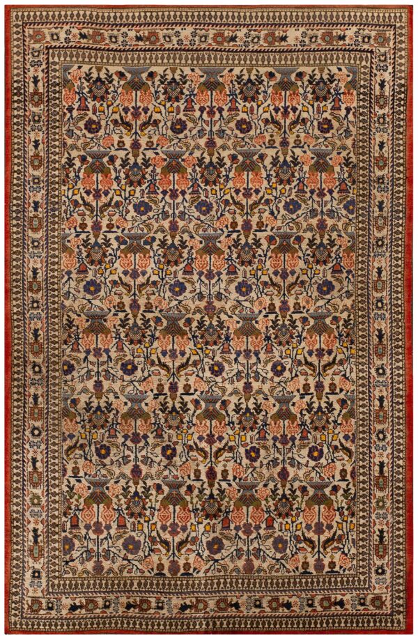 1940s multicolor rose vases antique persian qum rug 3' 5'' x 5' 3'' handknotted wool carpet 1 1940s multicolor rose vases antique persian qum rug 3' 5'' x 5' 3'' handknotted wool carpet