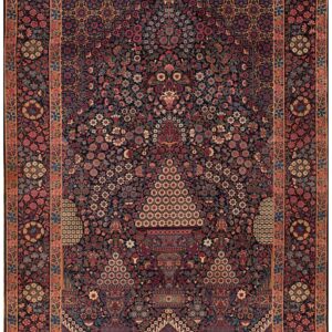 1900s Blue Navy Medallion Floral Antique Persian Kerman Rug 4'10'' X 8'4'' Handknotted Wool Carpet