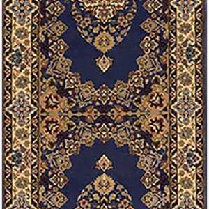 Genuine Traditional Blue Open Field Floral-Medallion Vintage Persian Isfahan Runner