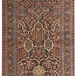 1920s Black Geometric Antique Persian Sarouk Rug 2' 7'' X 19' 0'' Handknotted Wool Carpet
