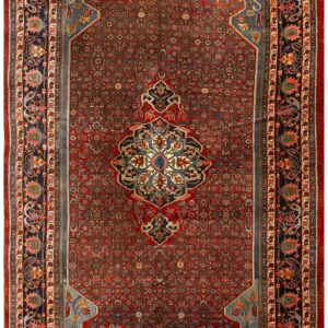 Outstanding Red and Dark Blue Color With Great Medallion Design Antique Bijar Rug