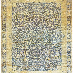 Traditional and Classic Floral Navy Background Color Antique Indian Lahore Rug