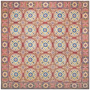 Beautiful Brown Color With Unique Circle Florid Design Antique European Needlepoint Rug