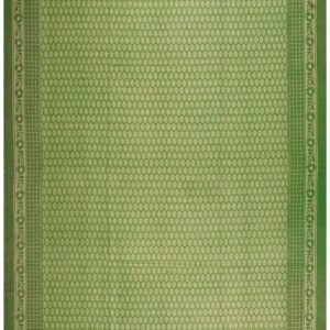 Splendid Green Color With Small Ikat Pattern Design Antique Ingrain Rug
