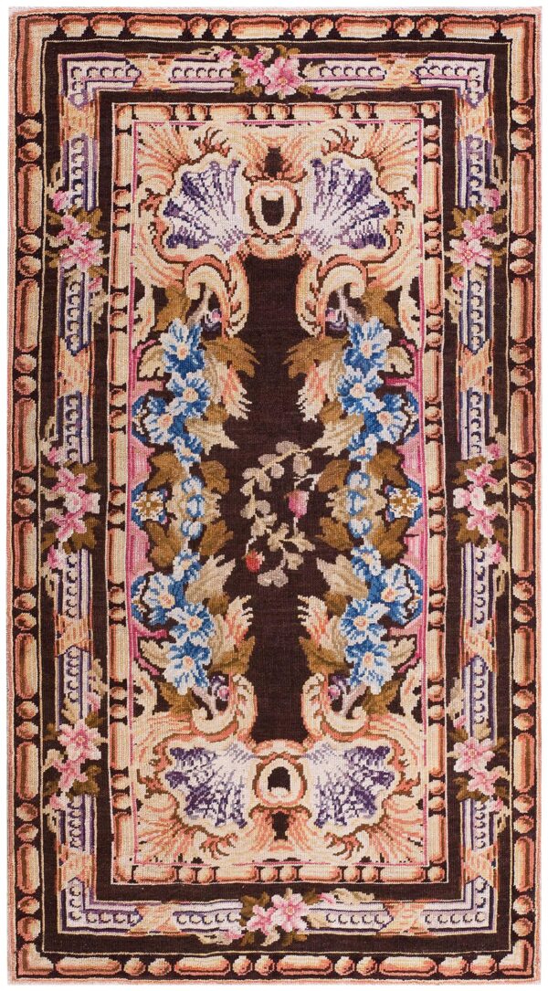 1760s black floral medallion antique english axminster rug 4' x 7' knotted wool carpet 1 1760s black floral medallion antique english axminster rug 4' x 7' knotted wool carpet
