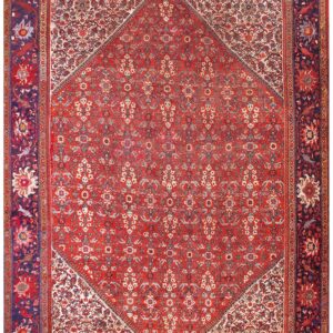 1930s Red Medallion Antique Persian Mahal Rug 10'3'' X 13'5'' Handwoven Wool Carpet