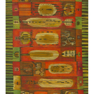 Colorful Antique Swedish Flatweave with Animals, Trees, and Figures