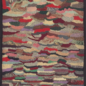 Abstract Multicolor Antique American Hooked Rug