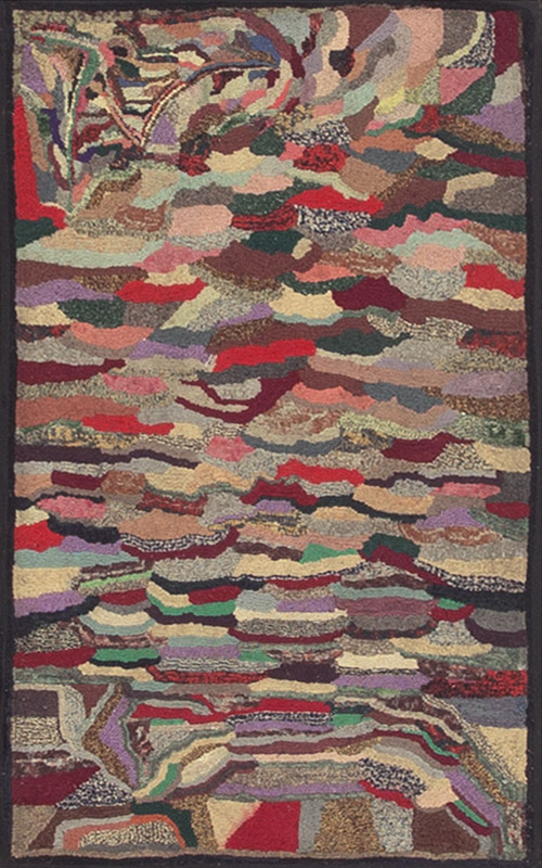 Abstract multicolor antique american hooked rug 1 Abstract multicolor antique american hooked rug