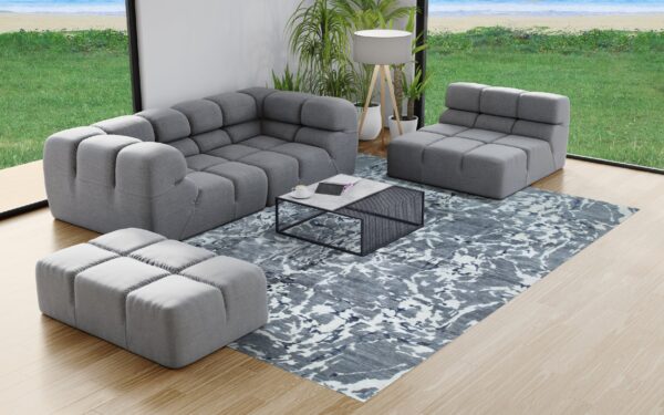 Emery gray modern floral hand knotted wool rug 2 Emery gray modern floral hand-knotted wool and bamboo silk area rug (mr7926gy)