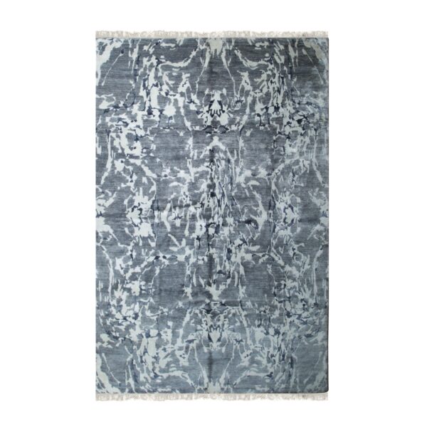 Emery gray modern floral hand knotted wool rug 3 Emery gray modern floral hand-knotted wool and bamboo silk area rug (mr7926gy)
