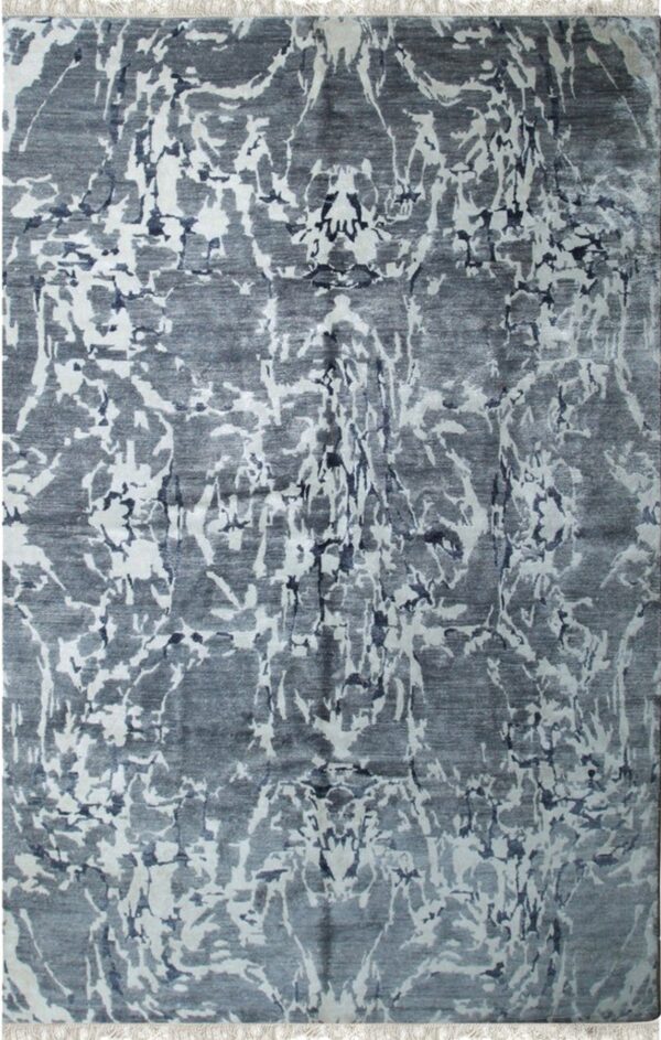 Emery gray modern floral hand knotted wool rug 1 Emery gray modern floral hand-knotted wool and bamboo silk area rug (mr7926gy)