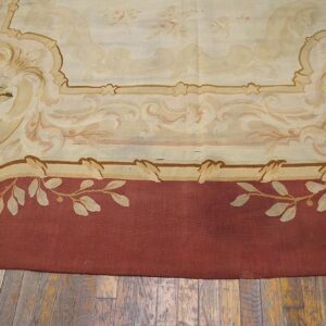 Aesthetic Floral Design in a Ivory Ground Color Antique French Aubusson Rug - detail view 3