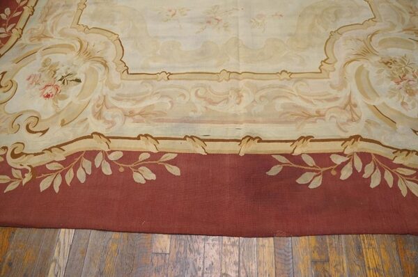 Aesthetic floral design in a ivory ground color antique french aubusson rug 4 Aesthetic floral design in a ivory ground color antique french aubusson rug - detail view 3