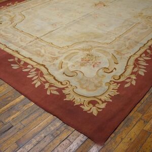 Aesthetic Floral Design in a Ivory Ground Color Antique French Aubusson Rug - detail view 6